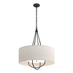 Hubbardton Forge 4-Light Loop Pendant Light with Dimmable Linen Shade and Versatile Finish Options