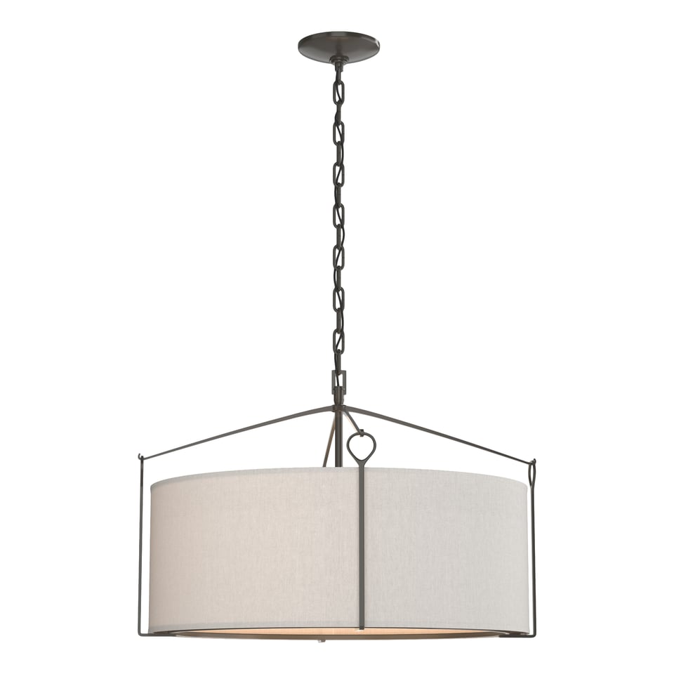 Bow Pendant Light by Hubbardton Forge - Dimmable, Versatile Design, Natural Linen Shade, 100W Max