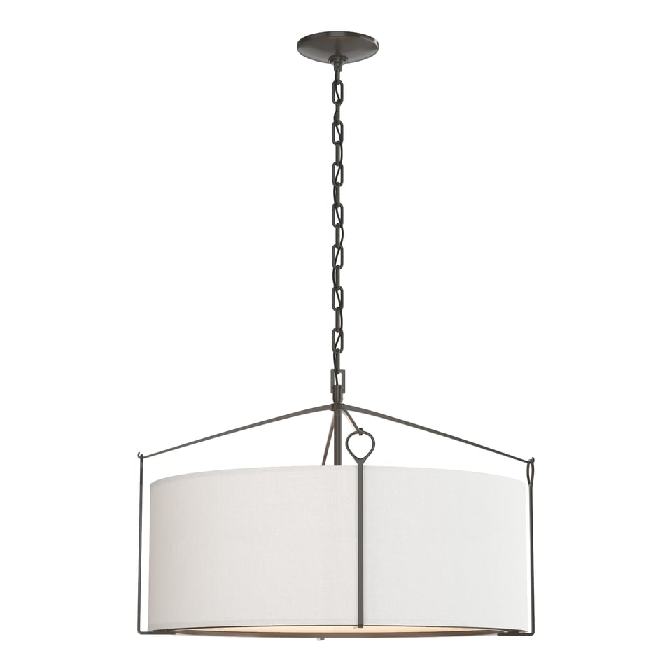 Bow Pendant Light by Hubbardton Forge - Dimmable, Versatile Design, Natural Linen Shade, 100W Max