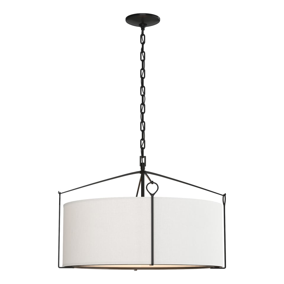 Bow Pendant Light by Hubbardton Forge - Dimmable, Versatile Design, Natural Linen Shade, 100W Max