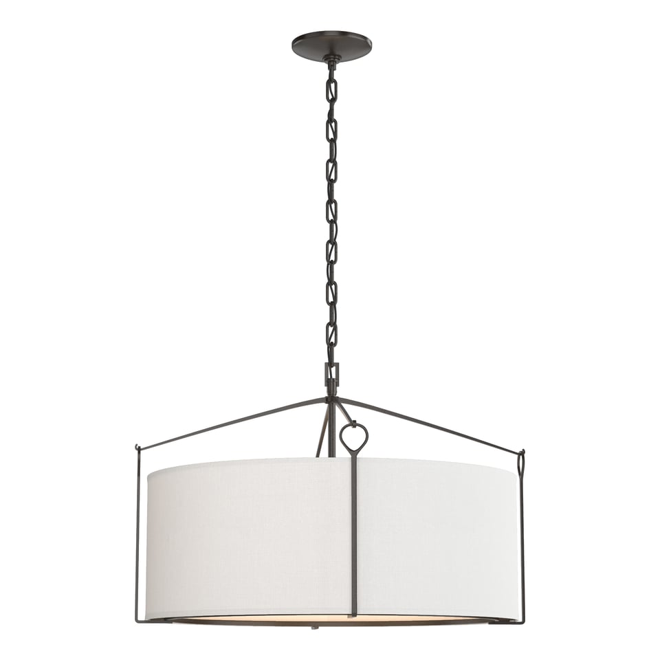 Bow Pendant Light by Hubbardton Forge - Dimmable, Versatile Design, Natural Linen Shade, 100W Max