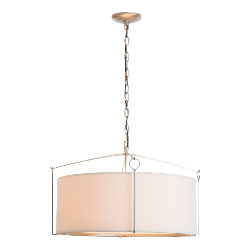 Bow Pendant Light by Hubbardton Forge - Dimmable, Versatile Design, Natural Linen Shade, 100W Max