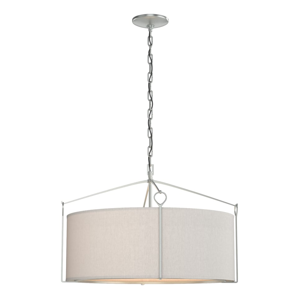 Bow Pendant Light by Hubbardton Forge - Dimmable, Versatile Design, Natural Linen Shade, 100W Max