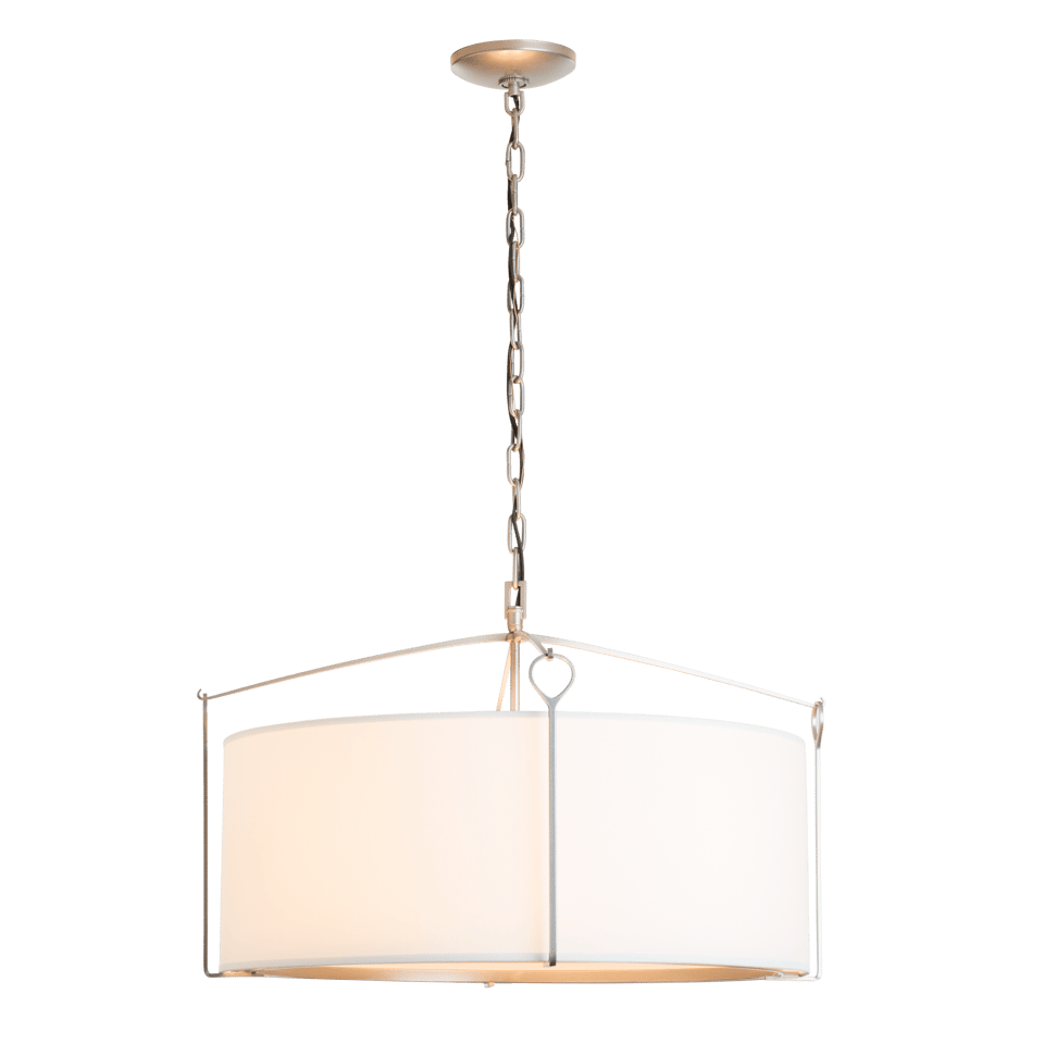 Bow Pendant Light by Hubbardton Forge - Dimmable, Versatile Design, Natural Linen Shade, 100W Max