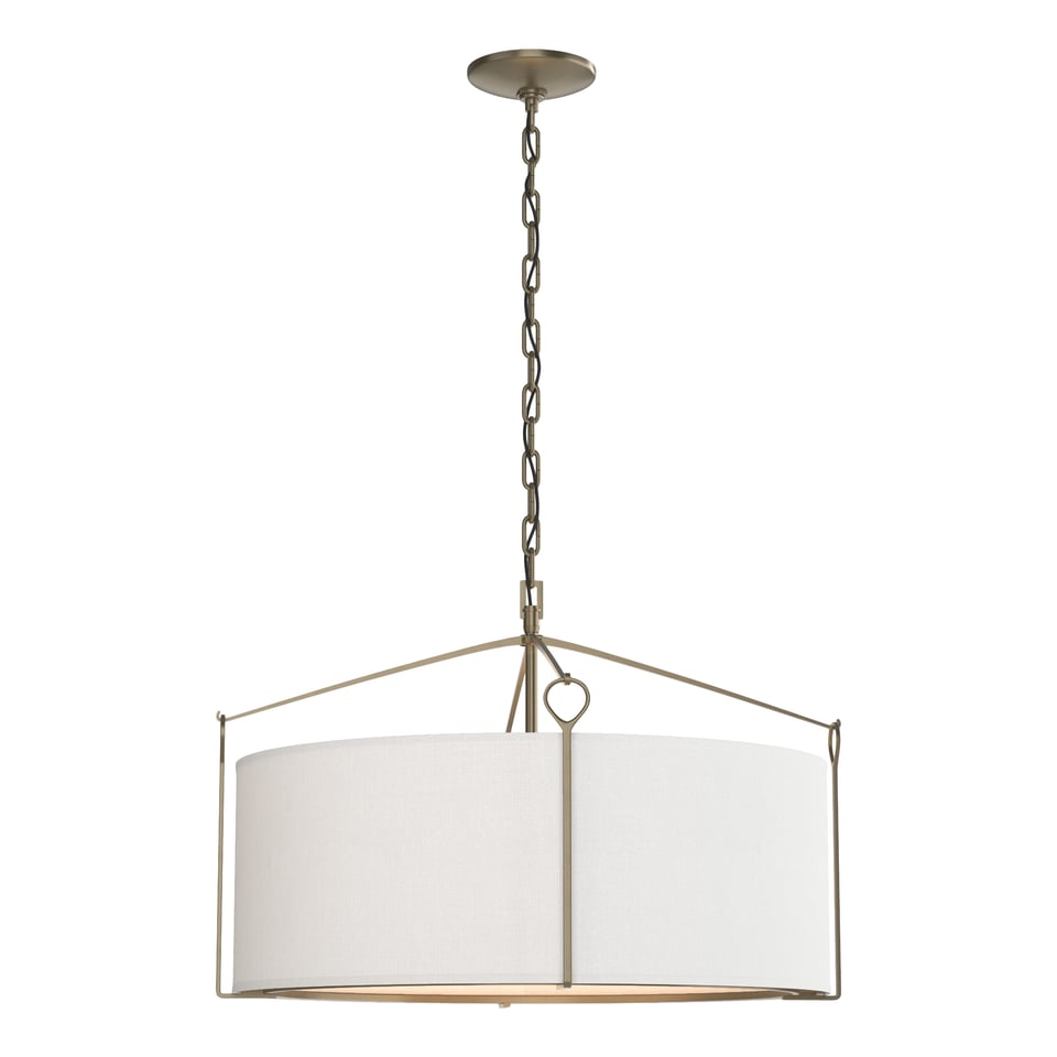 Bow Pendant Light by Hubbardton Forge - Dimmable, Versatile Design, Natural Linen Shade, 100W Max