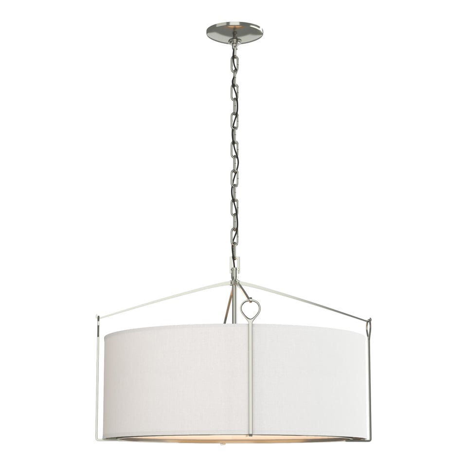 Bow Pendant Light by Hubbardton Forge - Dimmable, Versatile Design, Natural Linen Shade, 100W Max