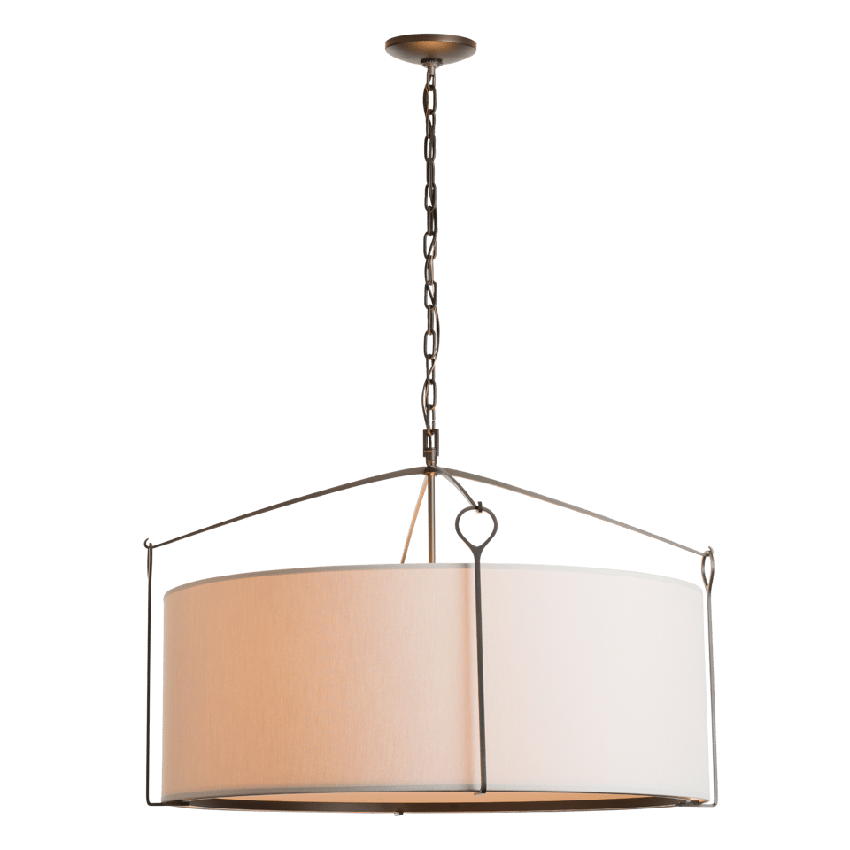 Bow Large Pendant Light Fixture by Hubbardton Forge, 4 Light, Dimmable, 19.4" H x 30" D, Versatile Finishes