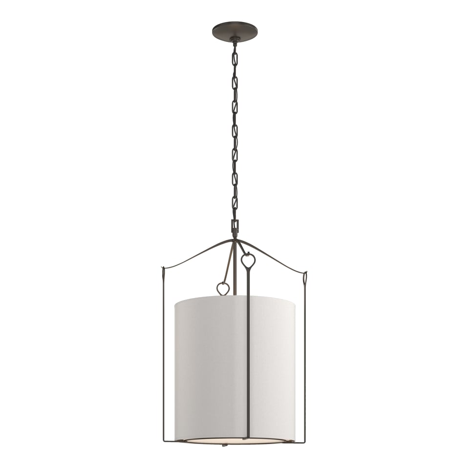 Bow Tall Pendant Light by Hubbardton Forge 18.4” Height, Dimmable, Linen Shade, Versatile Finishes