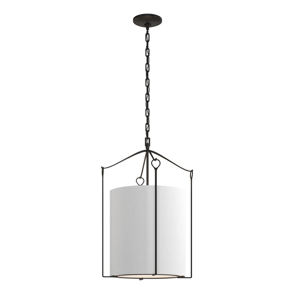 Bow Tall Pendant Light by Hubbardton Forge 18.4” Height, Dimmable, Linen Shade, Versatile Finishes