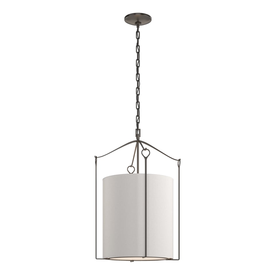 Bow Tall Pendant Light by Hubbardton Forge 18.4” Height, Dimmable, Linen Shade, Versatile Finishes