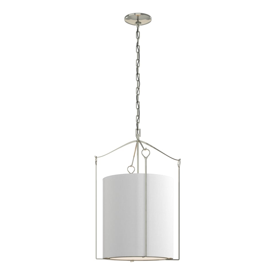 Bow Tall Pendant Light by Hubbardton Forge 18.4” Height, Dimmable, Linen Shade, Versatile Finishes