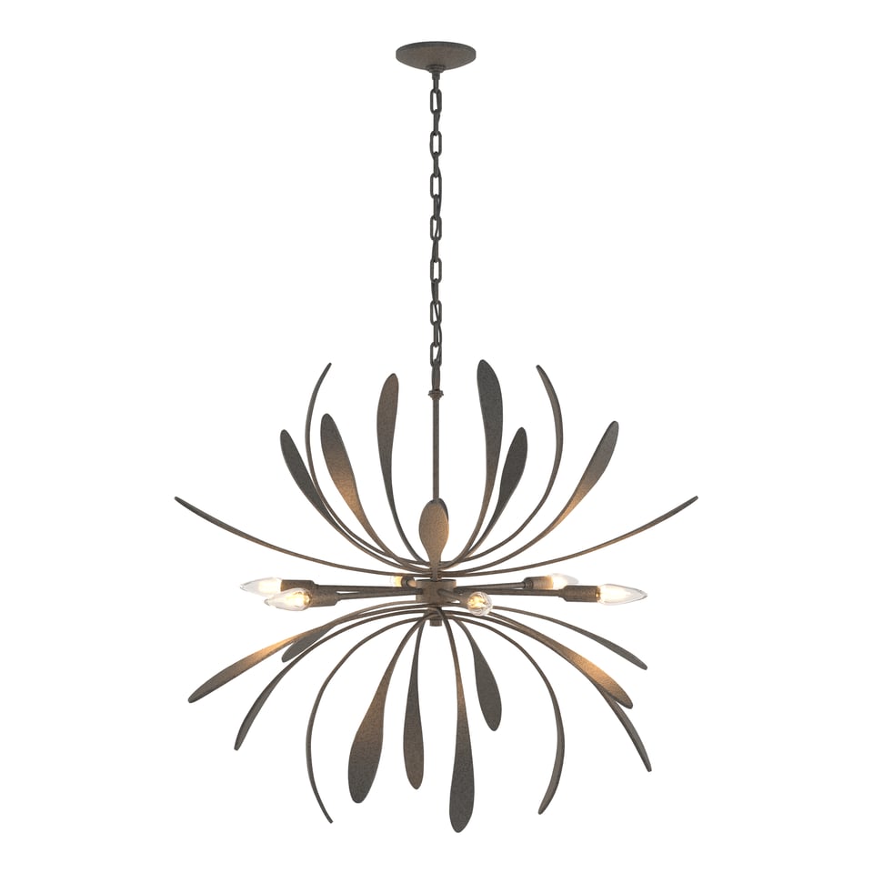 Dahlia Chandelier 104350 By Hubbardton Forge - Handcrafted Floral Design, Dimmable, Versatile Finish Options