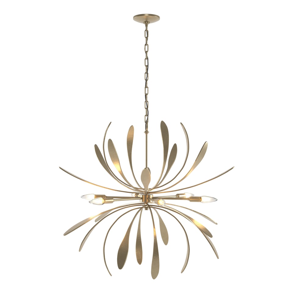 Dahlia Chandelier 104350 By Hubbardton Forge - Handcrafted Floral Design, Dimmable, Versatile Finish Options