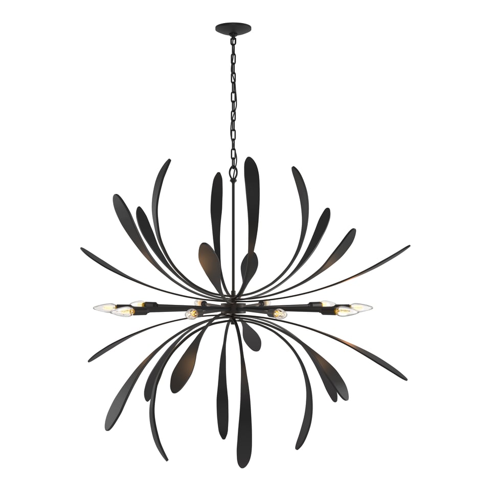 Dahlia Large Chandelier by Hubbardton Forge, 10 Bulbs, Hand-Forged Steel, Dimmable, Artful Design