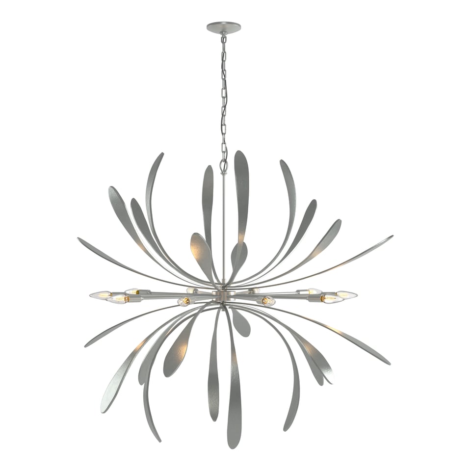 Dahlia Large Chandelier by Hubbardton Forge, 10 Bulbs, Hand-Forged Steel, Dimmable, Artful Design