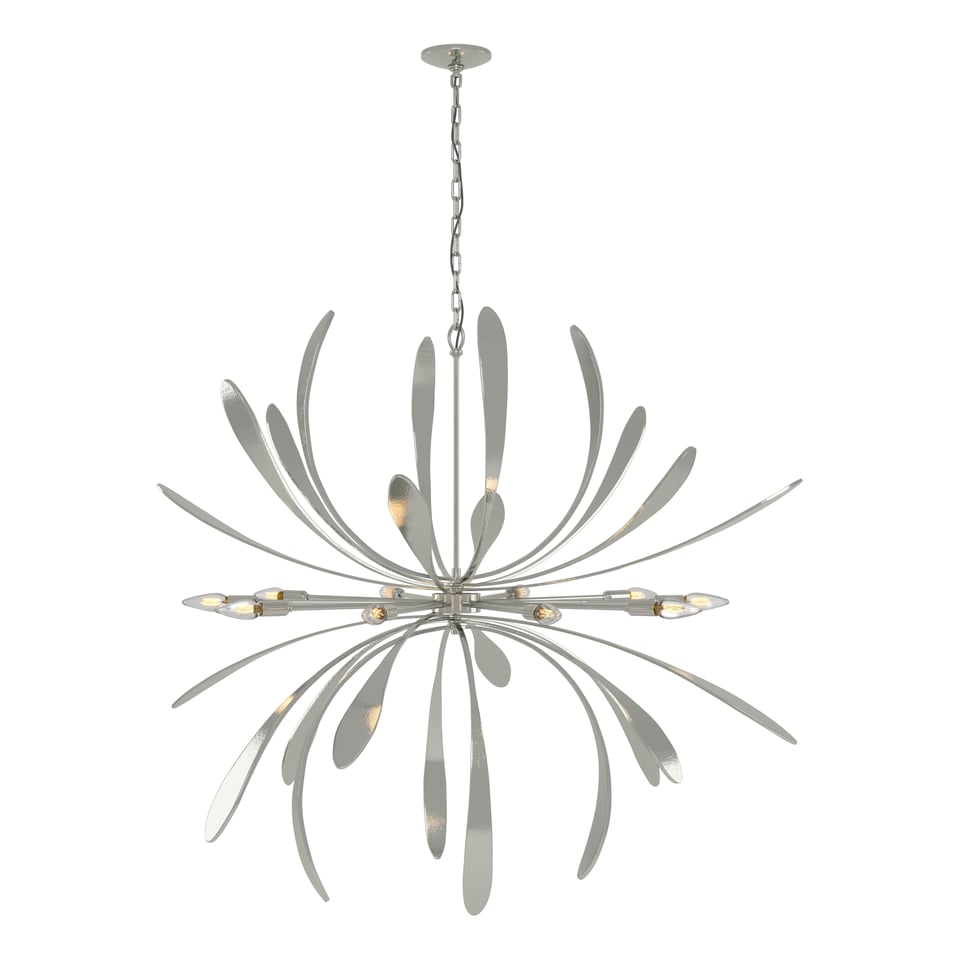 Dahlia Large Chandelier by Hubbardton Forge, 10 Bulbs, Hand-Forged Steel, Dimmable, Artful Design