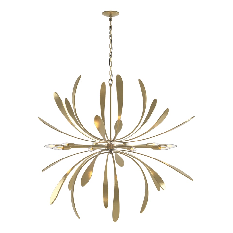 Dahlia Large Chandelier by Hubbardton Forge, 10 Bulbs, Hand-Forged Steel, Dimmable, Artful Design