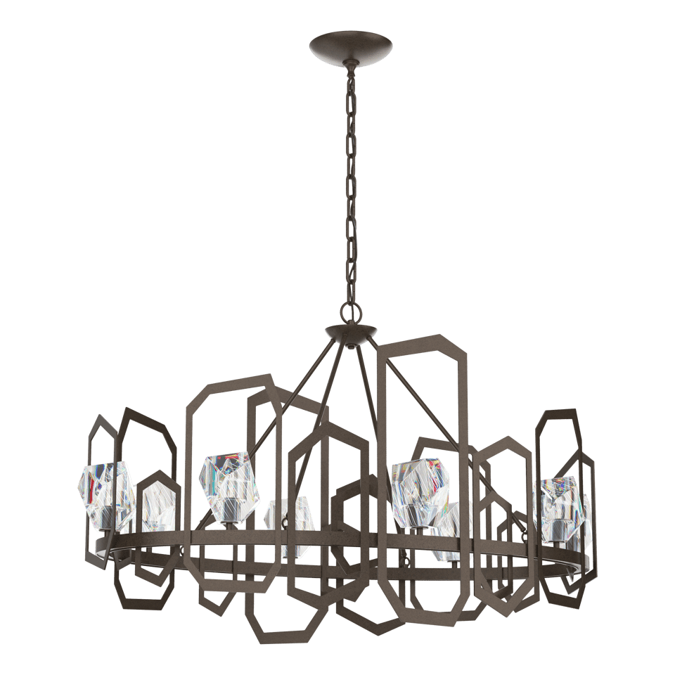 Hubbardton Forge Gatsby Chandelier 8-Light With Hand-Cut Crystals in Multiple Finishes