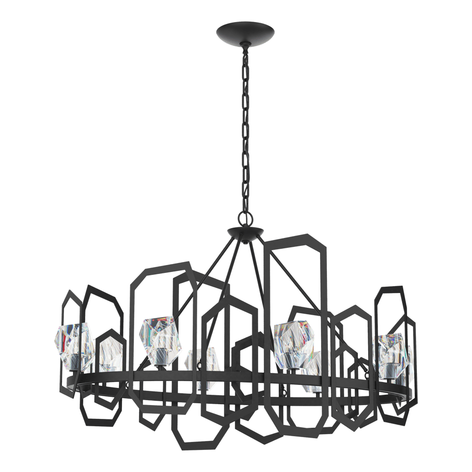 Hubbardton Forge Gatsby Chandelier 8-Light With Hand-Cut Crystals in Multiple Finishes