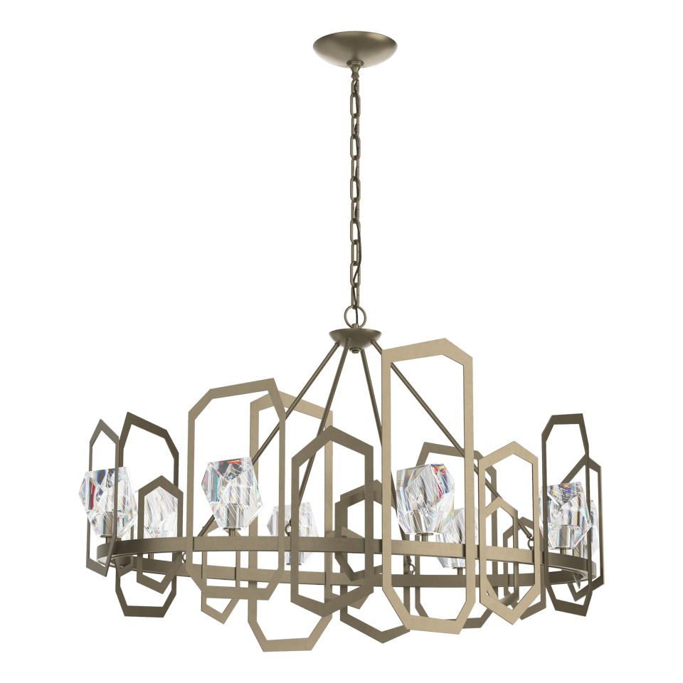 Hubbardton Forge Gatsby Chandelier 8-Light With Hand-Cut Crystals in Multiple Finishes