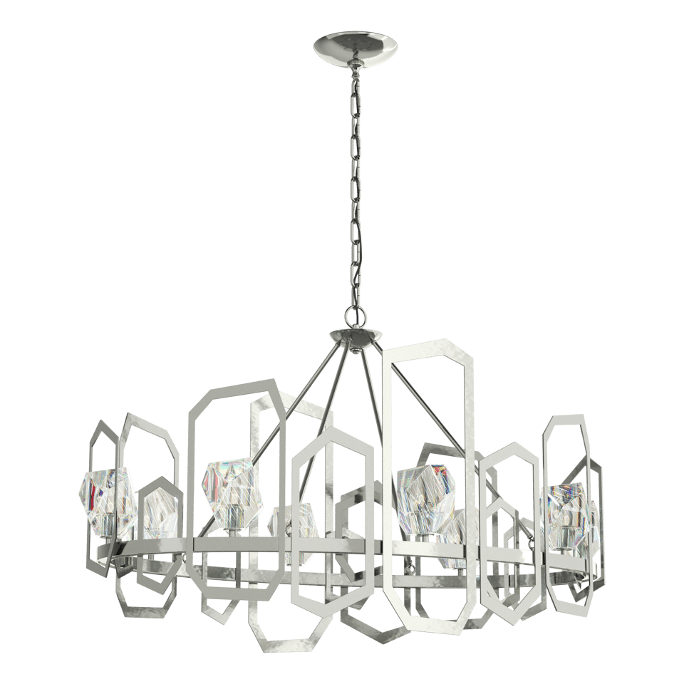 Hubbardton Forge Gatsby Chandelier 8-Light With Hand-Cut Crystals in Multiple Finishes