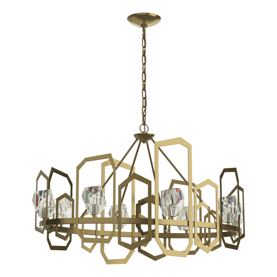 Hubbardton Forge Gatsby Chandelier 8-Light With Hand-Cut Crystals in Multiple Finishes