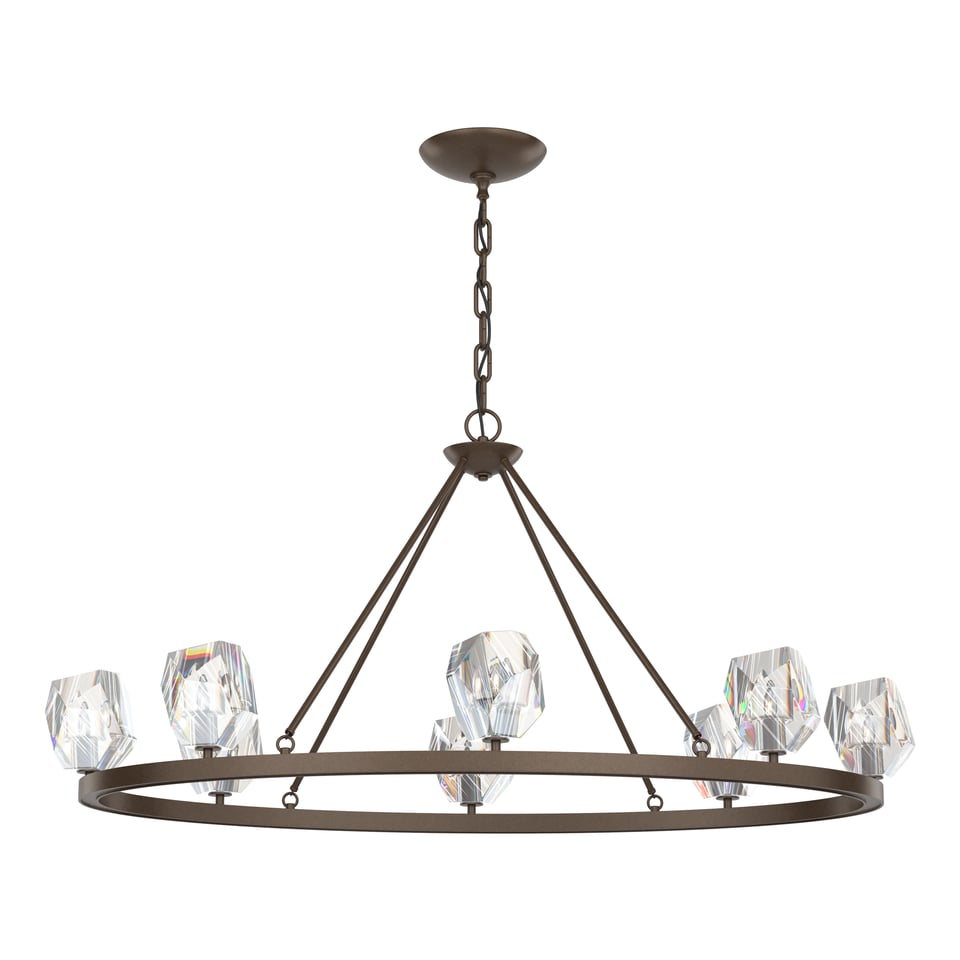 Gatsby 8-Light Chandelier by Hubbardton Forge – Dimmable, Customizable Finish, Hand-Cut Crystals