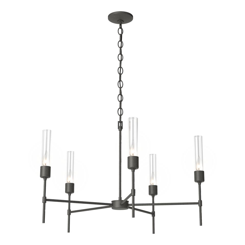 Vela 5-Light Chandelier by Hubbardton Forge - Elegant Open-Frame Design, Dimmable, UL Damp Rated