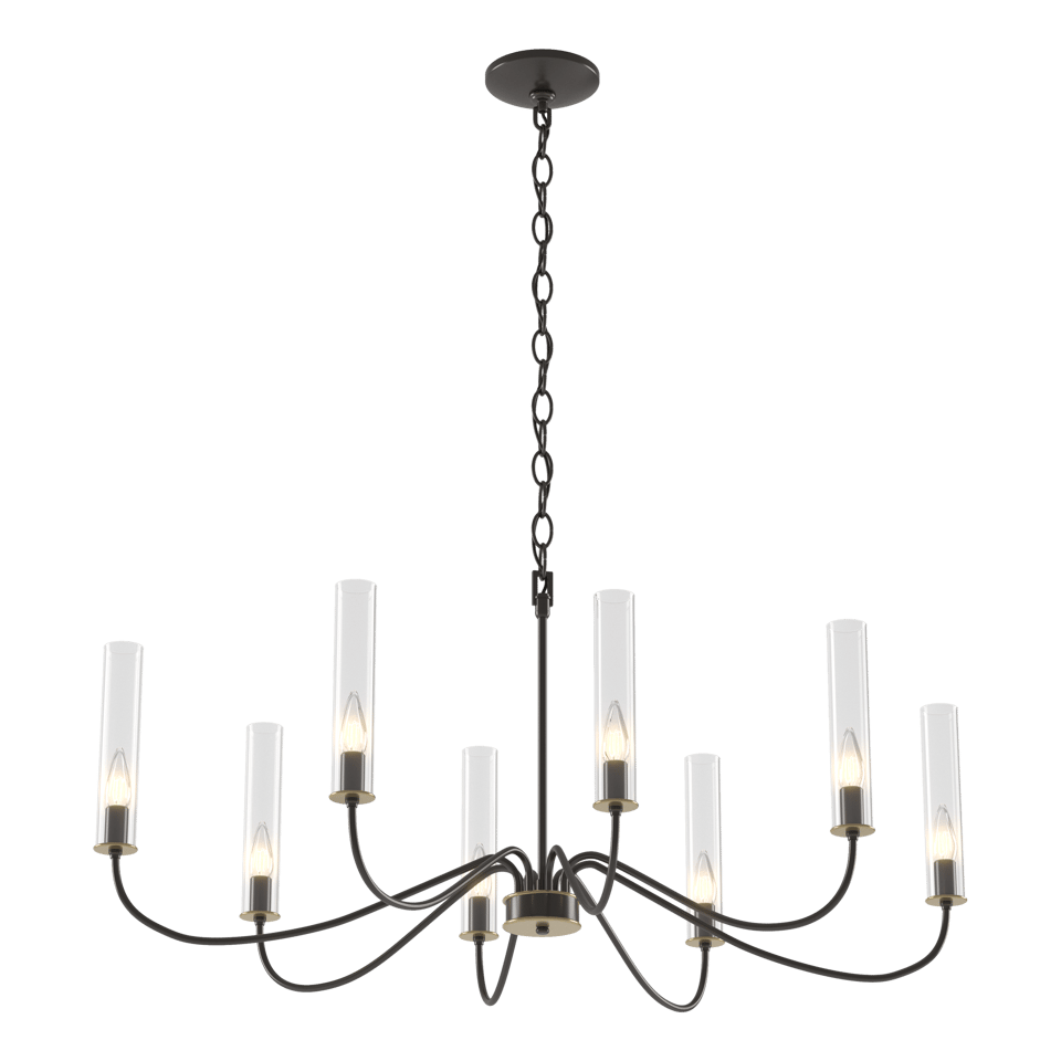 Hubbardton Forge Grace 8-Arm Chandelier with Glass Shades, Dimmable, UL Damp Rated, Multiple Finishes