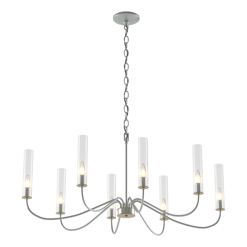 Hubbardton Forge Grace 8-Arm Chandelier with Glass Shades, Dimmable, UL Damp Rated, Multiple Finishes