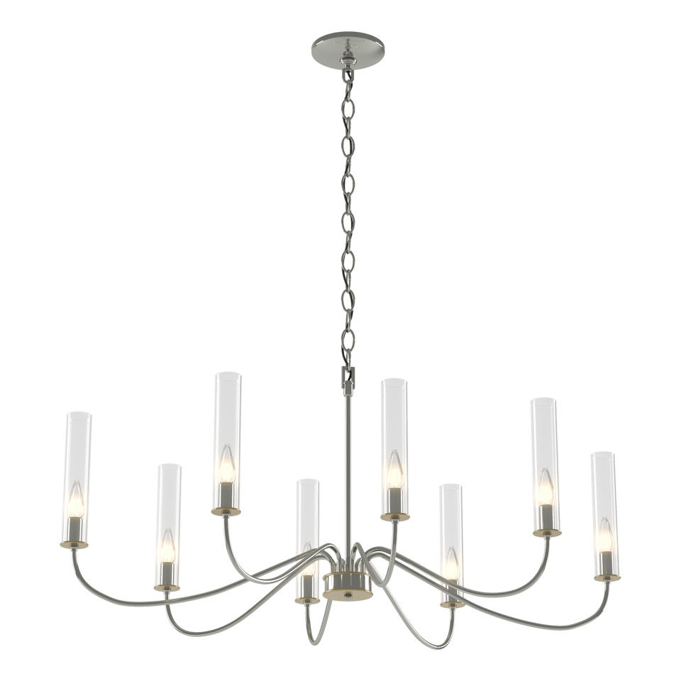 Hubbardton Forge Grace 8-Arm Chandelier with Glass Shades, Dimmable, UL Damp Rated, Multiple Finishes