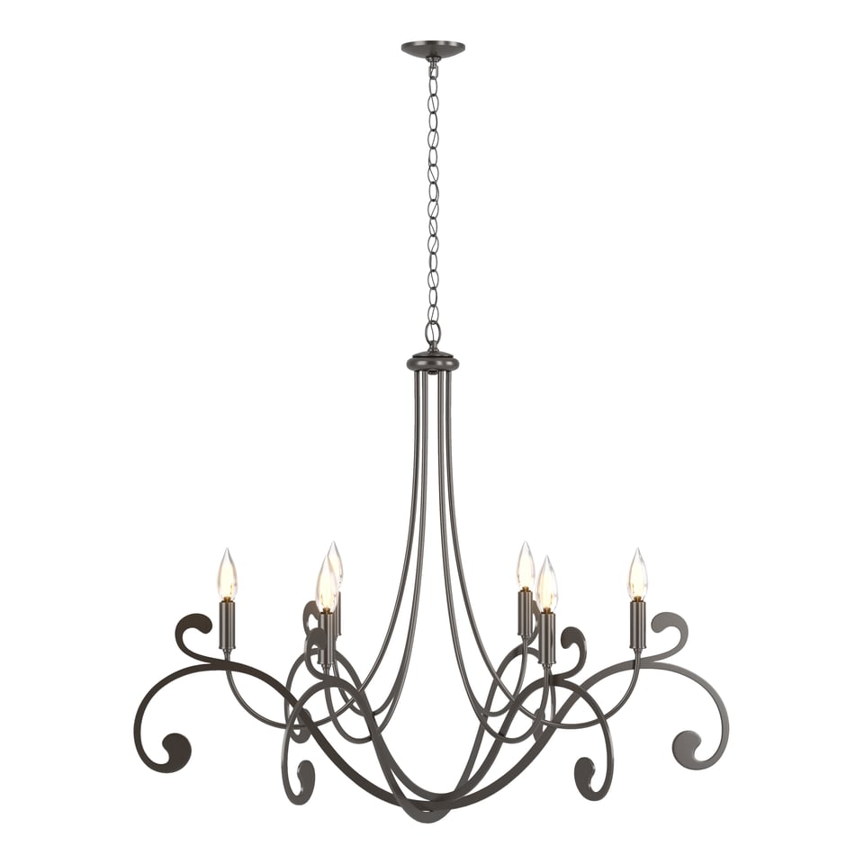 Bella 6 Arm Chandelier by Hubbardton Forge - Handcrafted Steel, Dimmable, Multiple Finish Options