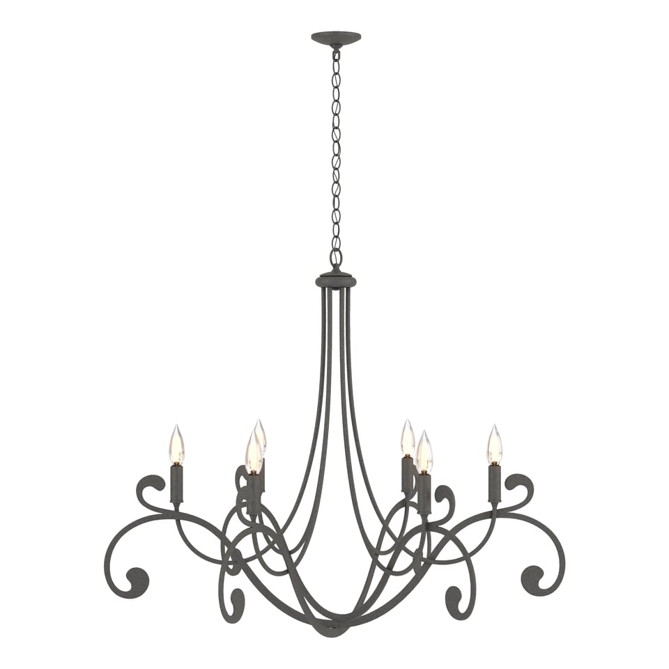 Bella 6 Arm Chandelier by Hubbardton Forge - Handcrafted Steel, Dimmable, Multiple Finish Options