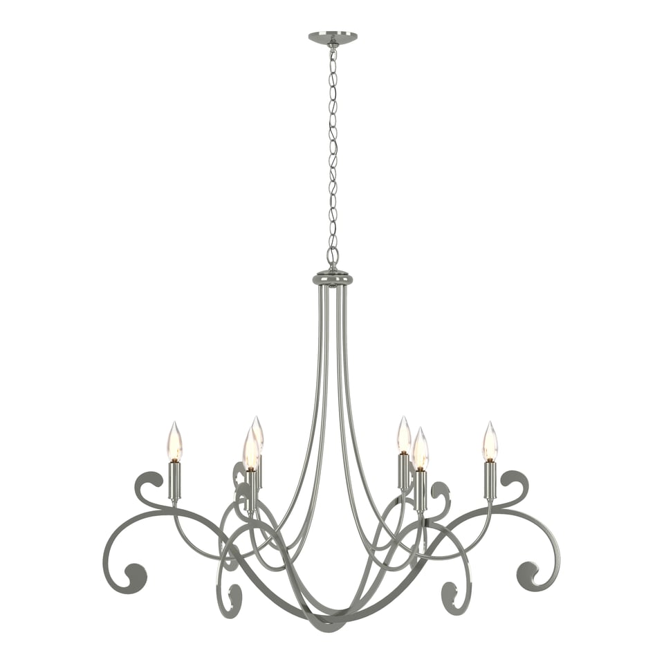 Bella 6 Arm Chandelier by Hubbardton Forge - Handcrafted Steel, Dimmable, Multiple Finish Options