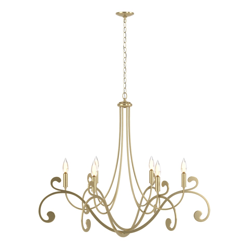 Bella 6 Arm Chandelier by Hubbardton Forge - Handcrafted Steel, Dimmable, Multiple Finish Options