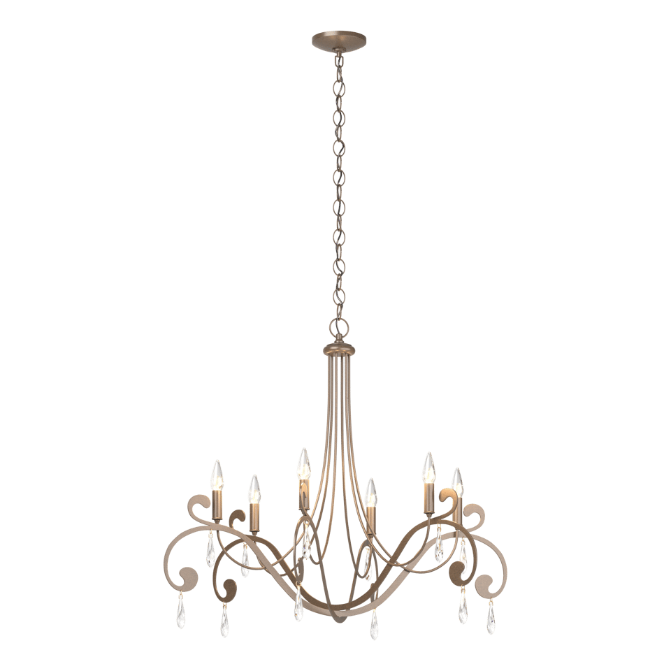 Stella 6 Arm Chandelier by Hubbardton Forge - Handcrafted Elegance with Luxurious Crystals