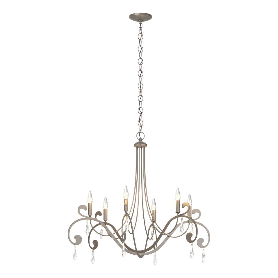 Stella 6 Arm Chandelier by Hubbardton Forge - Handcrafted Elegance with Luxurious Crystals