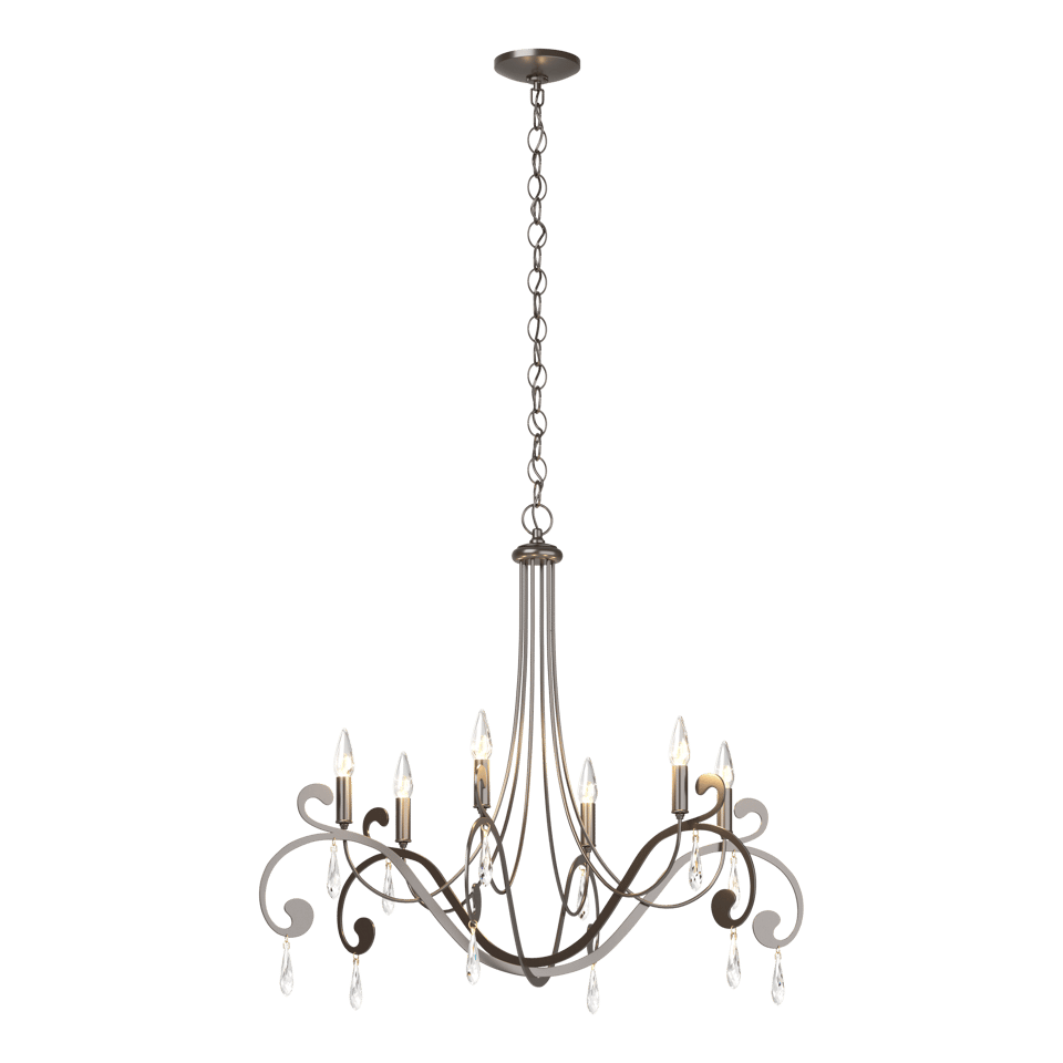 Stella 6 Arm Chandelier by Hubbardton Forge - Handcrafted Elegance with Luxurious Crystals