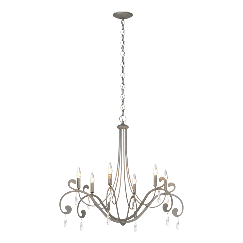 Stella 6 Arm Chandelier by Hubbardton Forge - Handcrafted Elegance with Luxurious Crystals