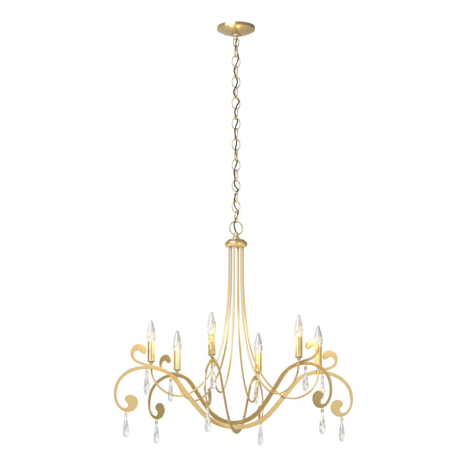 Stella 6 Arm Chandelier by Hubbardton Forge - Handcrafted Elegance with Luxurious Crystals