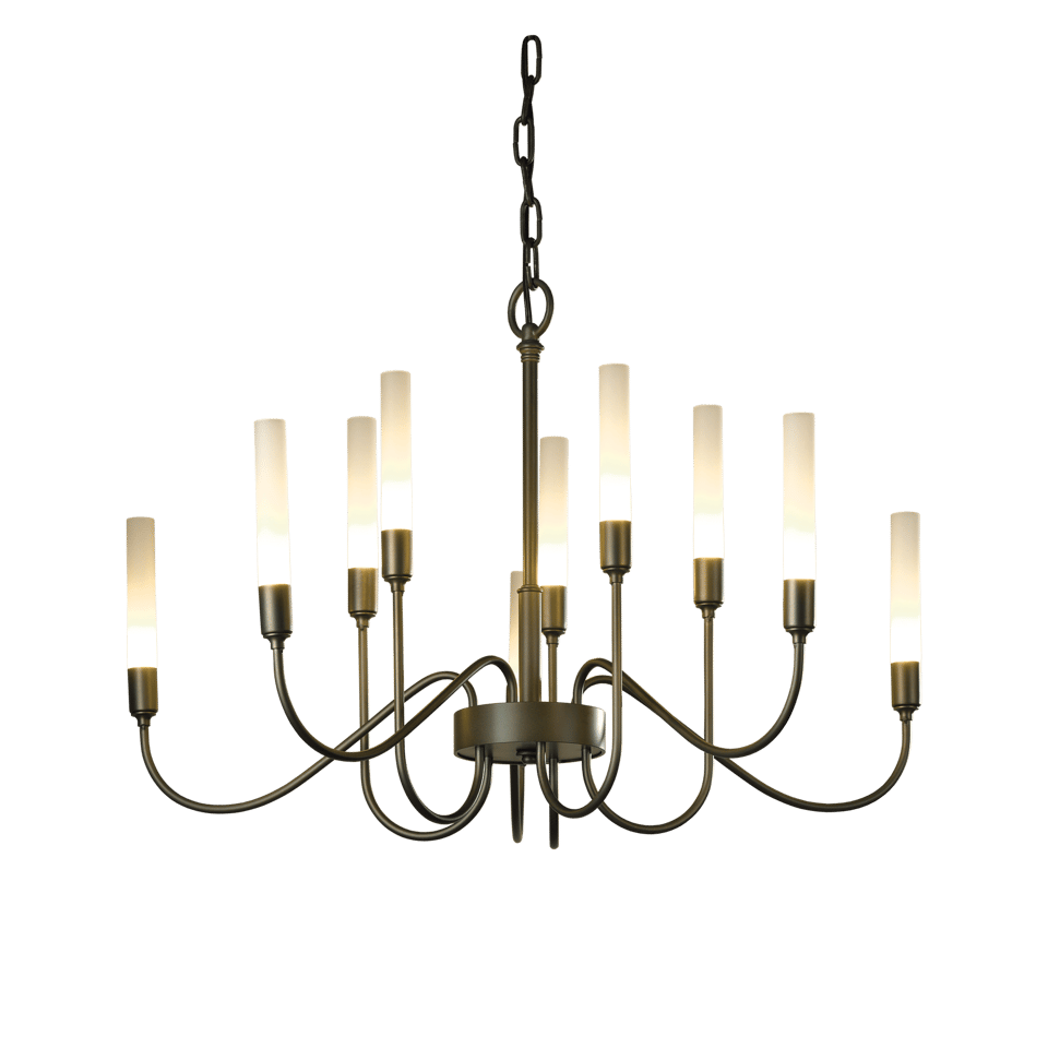 Hubbardton Forge Lisse 10 Arm Chandelier, Artisan-Crafted, Dimmable, Inspired by Tulip Buds