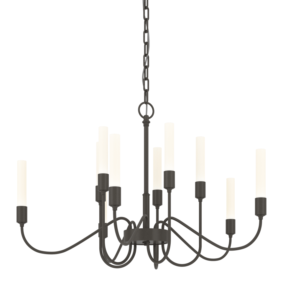 Hubbardton Forge Lisse 10 Arm Chandelier, Artisan-Crafted, Dimmable, Inspired by Tulip Buds