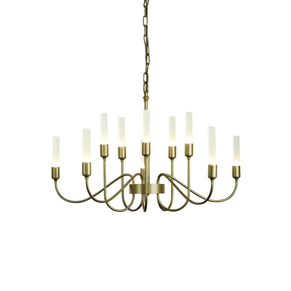 Hubbardton Forge Lisse 10 Arm Chandelier, Artisan-Crafted, Dimmable, Inspired by Tulip Buds