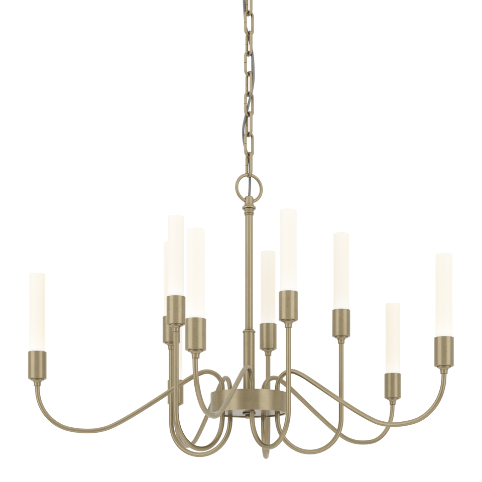 Hubbardton Forge Lisse 10 Arm Chandelier, Artisan-Crafted, Dimmable, Inspired by Tulip Buds