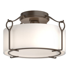 Bow Medium Semi-Flush Light Fixture by Hubbardton Forge - Dimmable Opal Glass Shade, UL Damp Rated