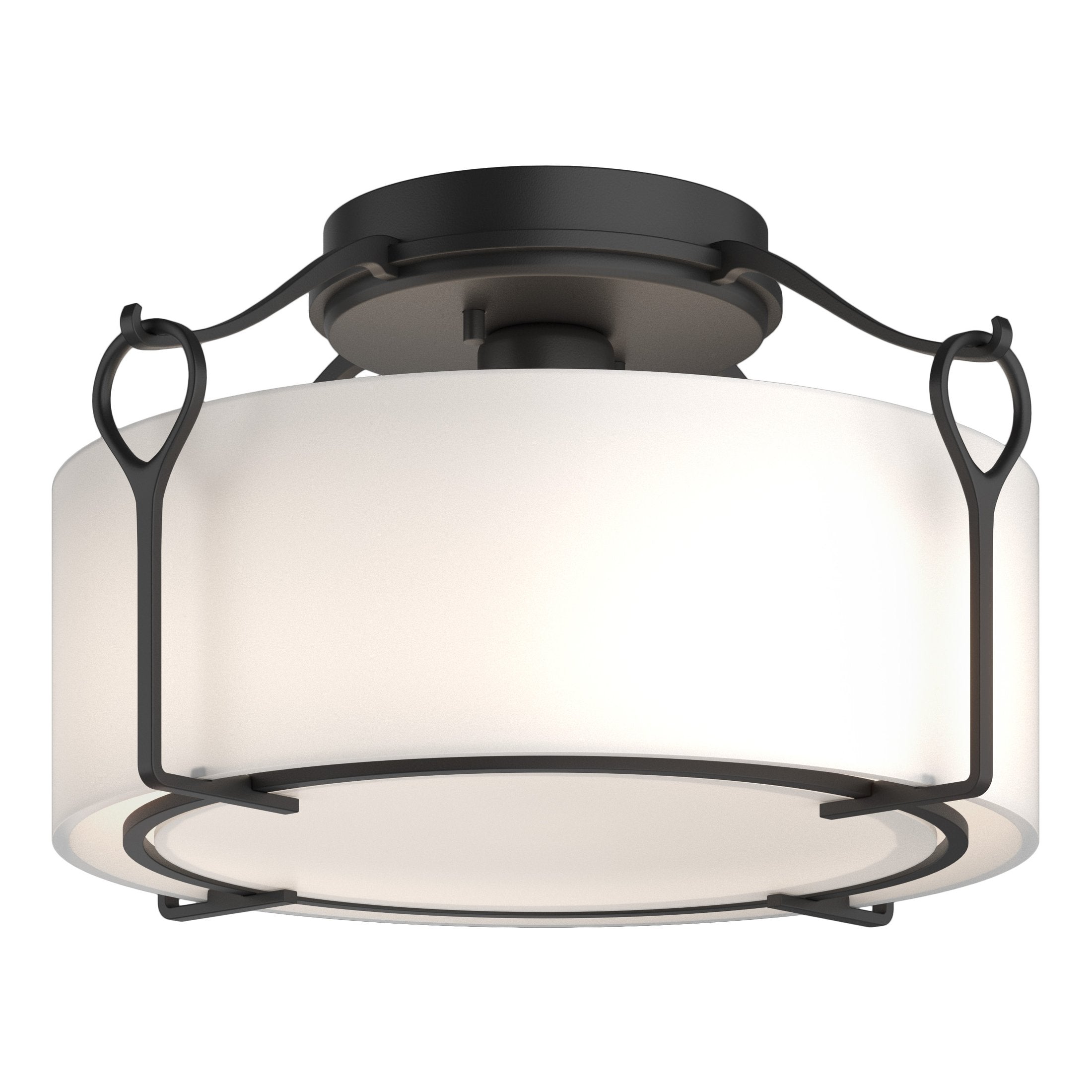 Bow Medium Semi-Flush Light Fixture by Hubbardton Forge - Dimmable Opal Glass Shade, UL Damp Rated