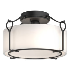 Bow Medium Semi-Flush Light Fixture by Hubbardton Forge - Dimmable Opal Glass Shade, UL Damp Rated