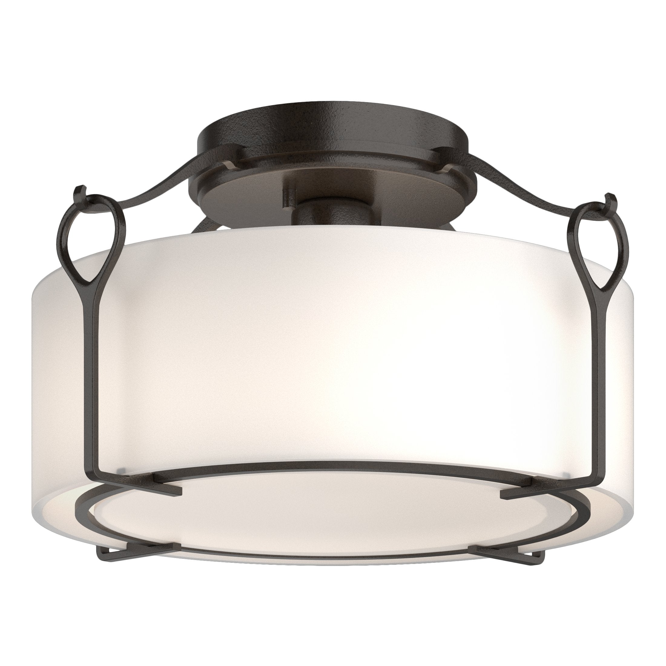 Bow Medium Semi-Flush Light Fixture by Hubbardton Forge - Dimmable Opal Glass Shade, UL Damp Rated