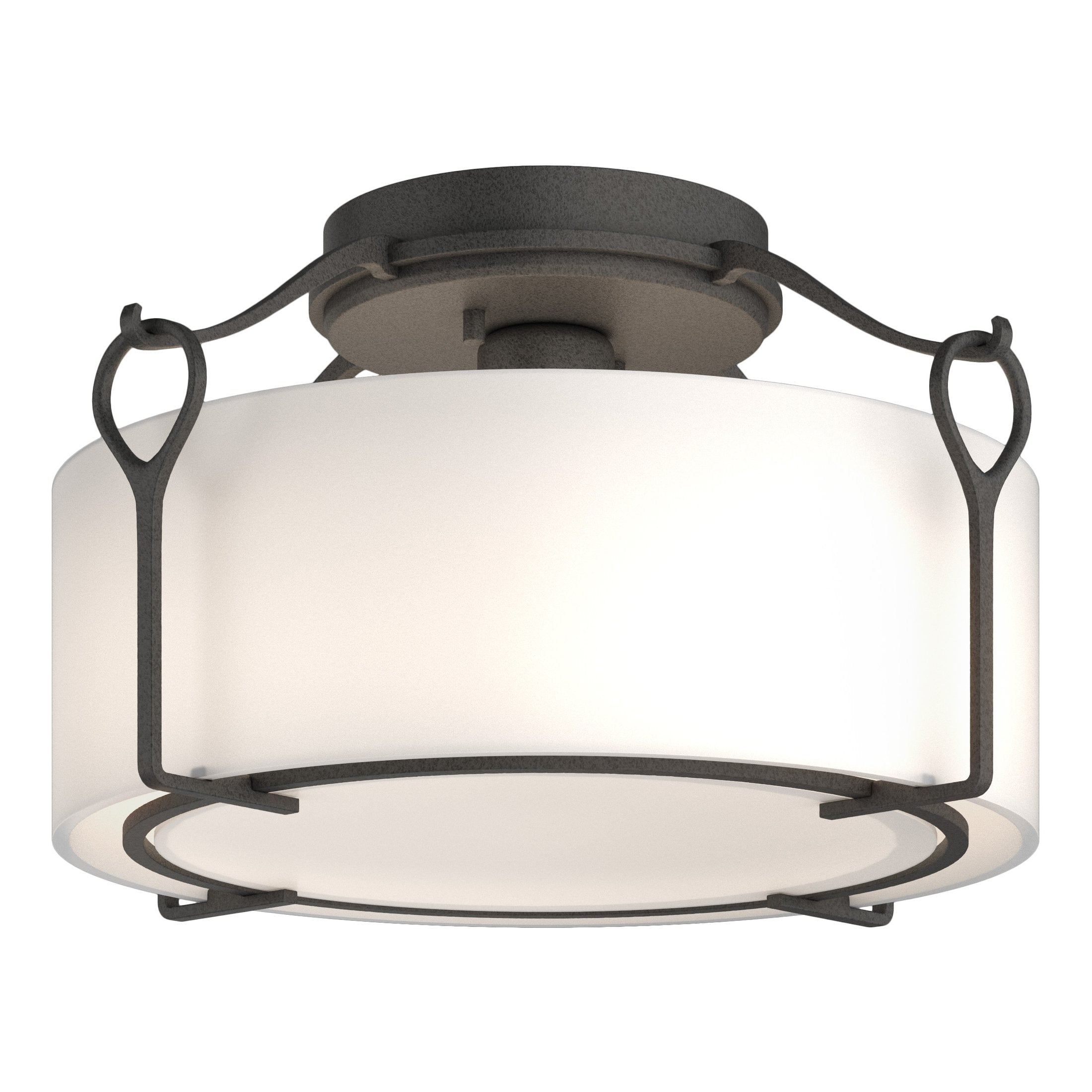 Bow Medium Semi-Flush Light Fixture by Hubbardton Forge - Dimmable Opal Glass Shade, UL Damp Rated