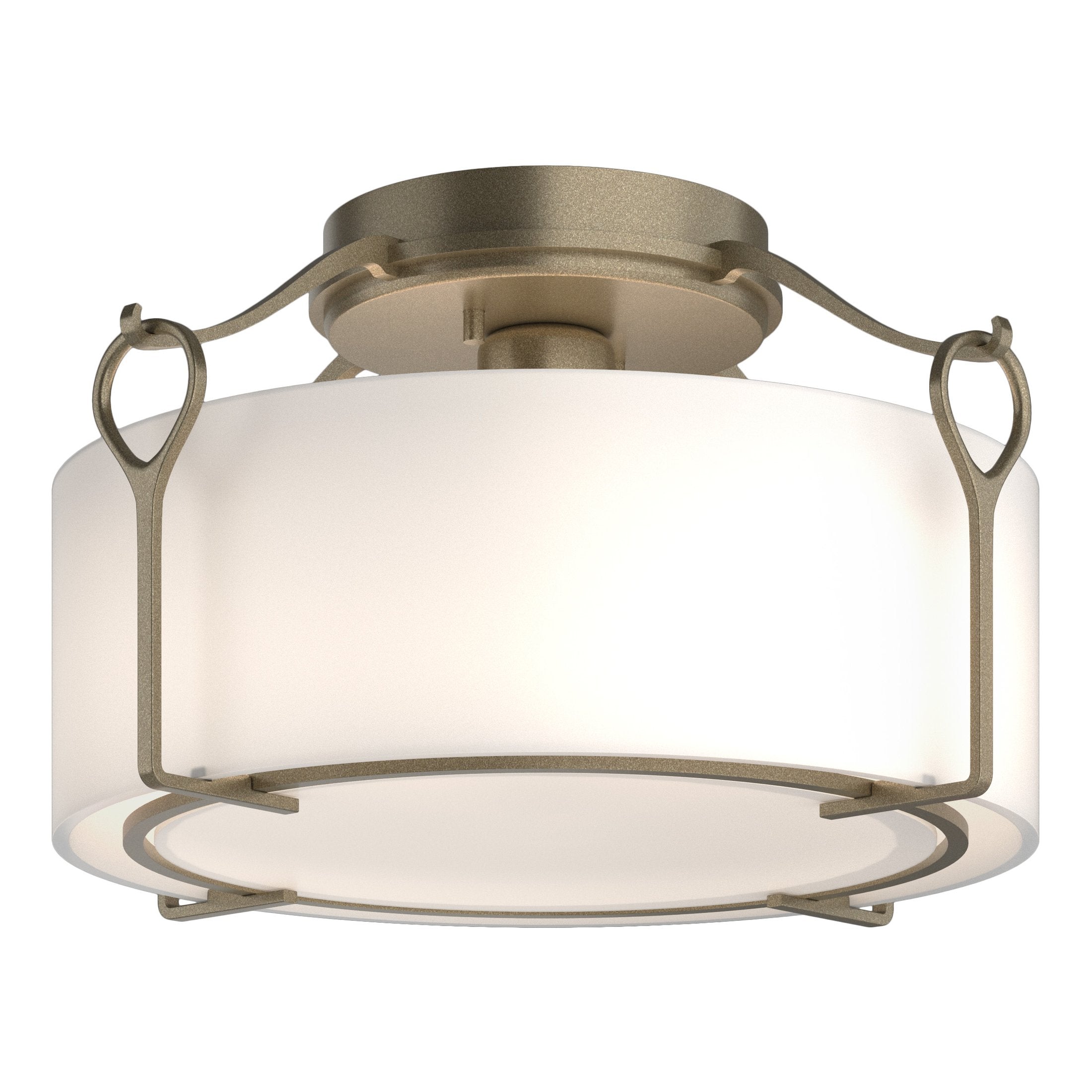 Bow Medium Semi-Flush Light Fixture by Hubbardton Forge - Dimmable Opal Glass Shade, UL Damp Rated